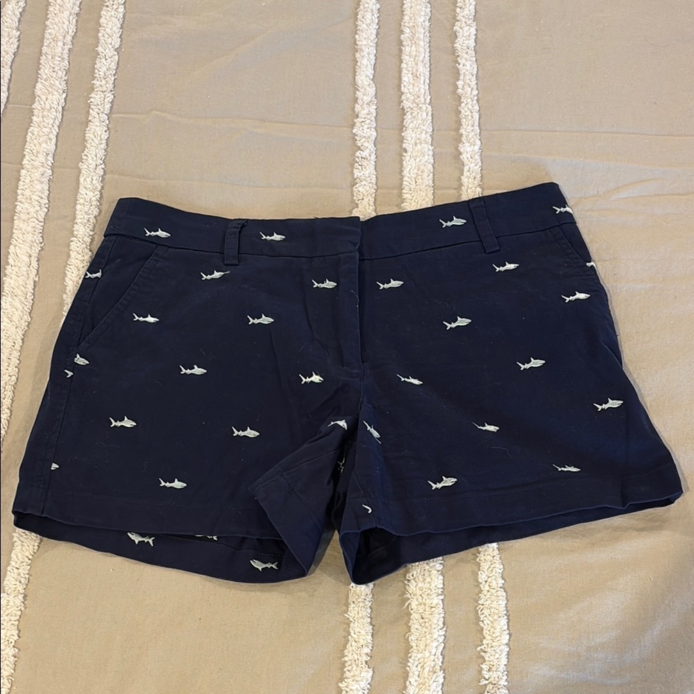 Navy Shark Print Women's Shorts